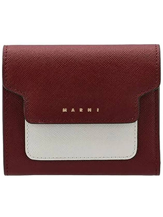 Saffiano Two-Tone Half Wallet Red - MARNI - BALAAN 2