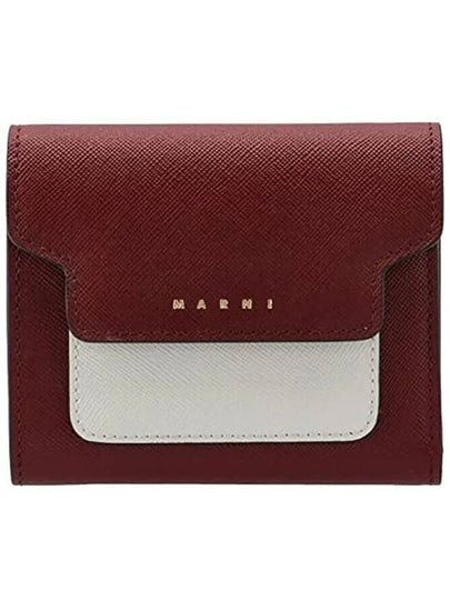 Saffiano Two-Tone Half Wallet Red - MARNI - BALAAN 2