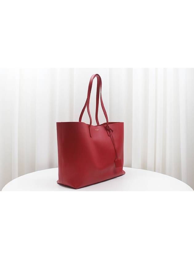 Logo Soft Leather Pouch Shopper Bag Red 394195 - SAINT LAURENT - BALAAN 3