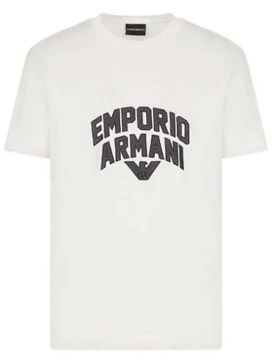 Armani logo embroidery t shirt white 3R1TBF 1JUVZ 0101 - EMPORIO ARMANI - BALAAN 2