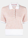 Checked Tweed Shrunken Short Sleeve Polo Pink - THOM BROWNE - BALAAN 2