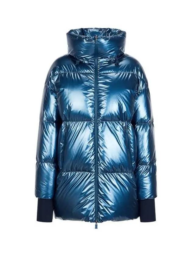 Women s Glossy High Neck Goose Down Padded Coat Blue 270709 - HERNO - BALAAN 1