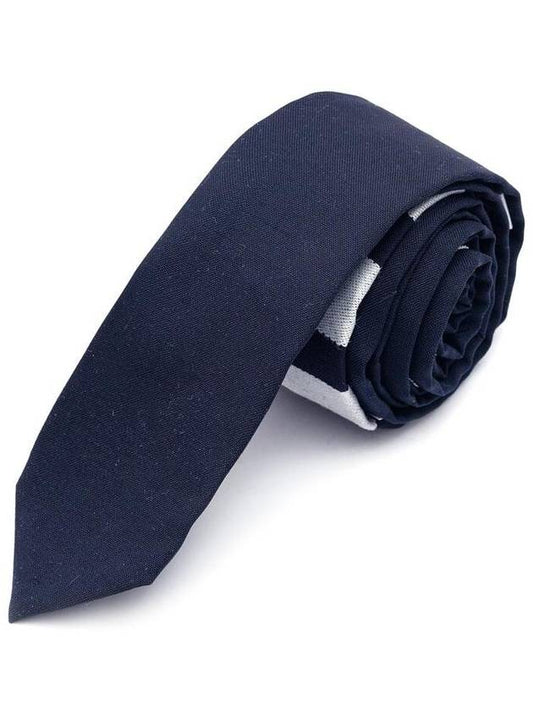 4-Bar Plain Wool Tie Navy - THOM BROWNE - BALAAN 2