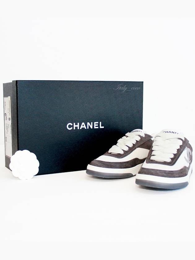 CC Logo Suede Kidskin Low Top Sneakers Black - CHANEL - BALAAN 3