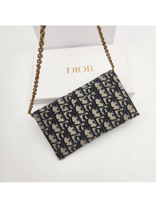 Oblique Saddle Chain Cross Long Wallet Blue - DIOR - BALAAN 3