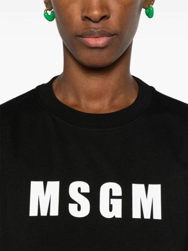 Logo Print Cotton Short Sleeve T-Shirt Black - MSGM - BALAAN 3