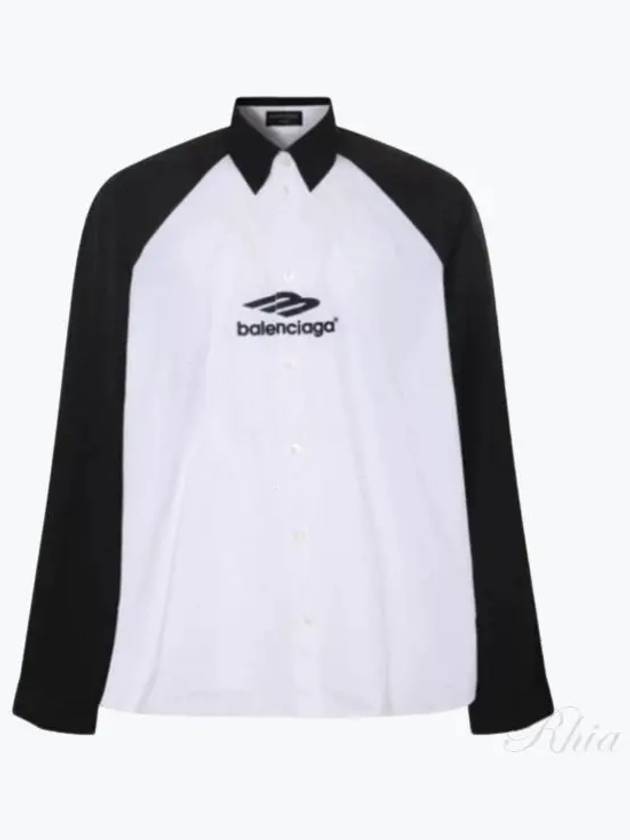 Raglan Cotton Polo Shirt Black White - BALENCIAGA - BALAAN 2