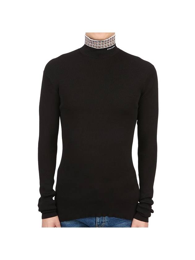 Logo Slim Fit Turtleneck Black - PRADA - BALAAN 2