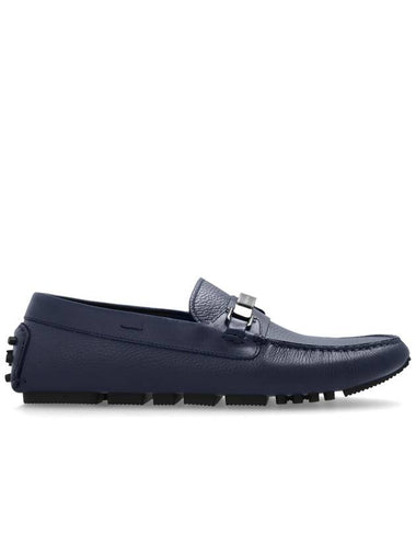 Emporio Armani Leather Loafers, Men's, Navy Blue - EMPORIO ARMANI - BALAAN 1