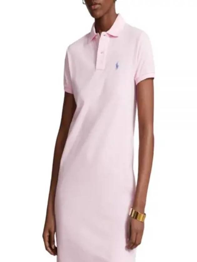 Women's Pony Logo Midi Dress Pink - POLO RALPH LAUREN - BALAAN 2