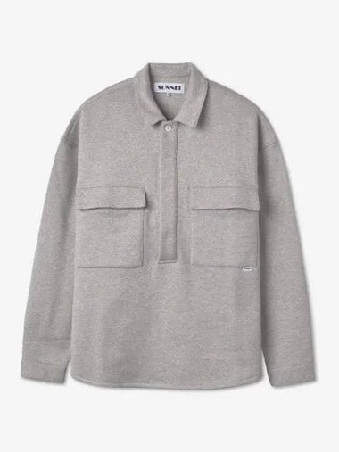 Overfit Polo Pocket Long Sleeve Shirt Grey Melange - SUNNEI - BALAAN 1