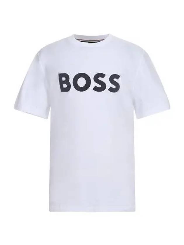 Flock logo regular fit short sleeve t shirt 50477303 100 - BOSS - BALAAN 1