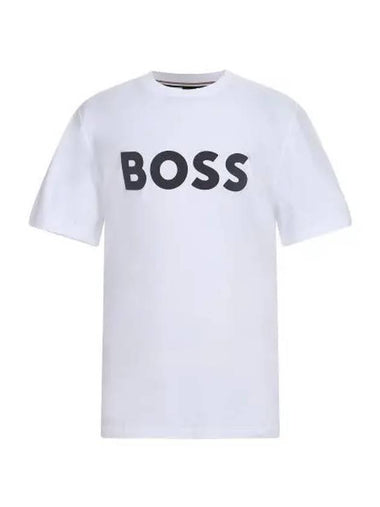 Flock logo regular fit short sleeve t shirt 50477303 100 - BOSS - BALAAN 1