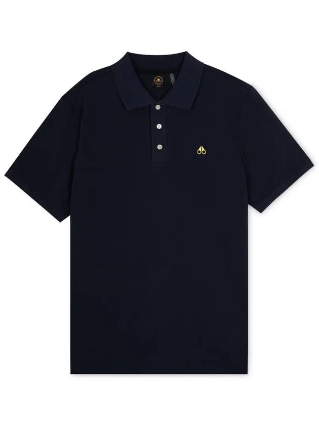 Men's Logo Patch Short Sleeve Polo Shirt Navy - MOOSE KNUCKLES - BALAAN 4