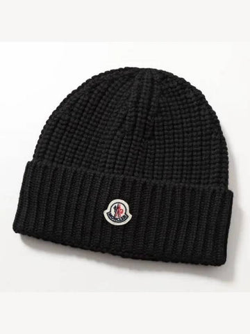 3B00048 M1131 999 Logo Patch Wool Beanie - MONCLER - BALAAN 1