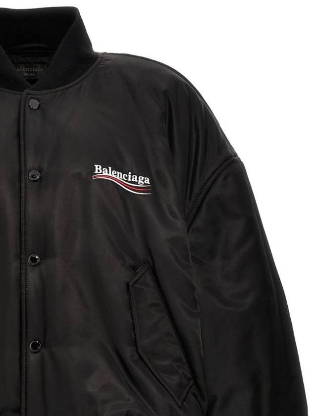 Embroidered Logo Bomber Jacket Black - BALENCIAGA - BALAAN 4