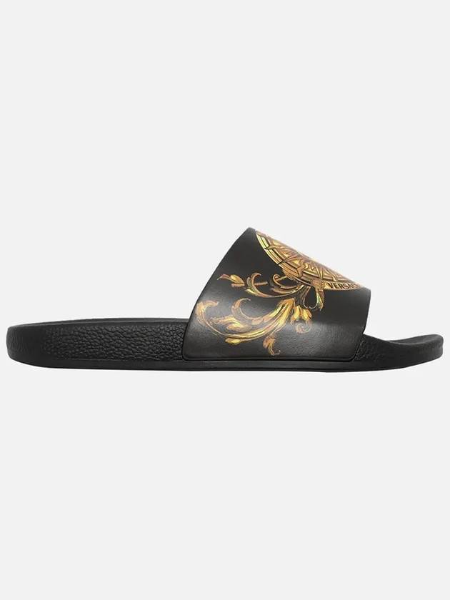 Jeans Couture Baroque Print Slippers Black - VERSACE - BALAAN.