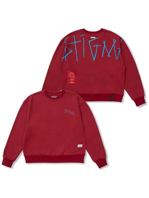 Doodle Oversized Crewneck Burgandy - STIGMA - BALAAN 1