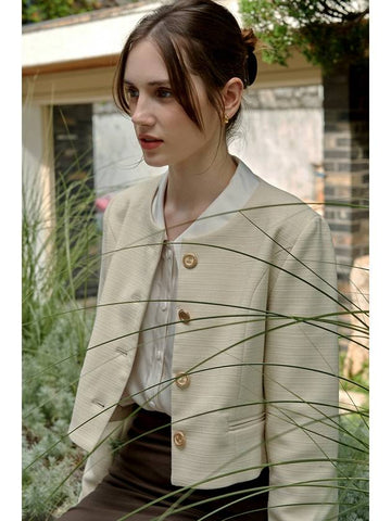 Bonita Tweed Jacket Cream - LAMARO - BALAAN 1