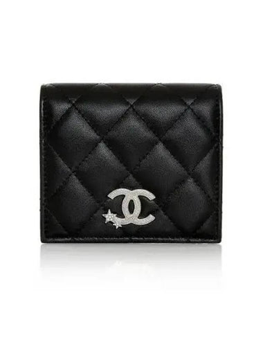 Star Logo Lamb Skin Flap Black Wallet 271084 - CHANEL - BALAAN 1