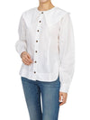 Ruffle Wide Poplin Blouse White - GANNI - BALAAN 6