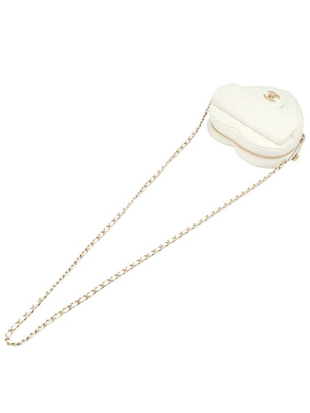 White Lambskin Champagne Gold Flap Heart Chain Cross Bag AS3191 - CHANEL - BALAAN 4