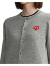 Play Red Heart Logo Print Wool Cardigan Gray - COMME DES GARCONS - BALAAN 7