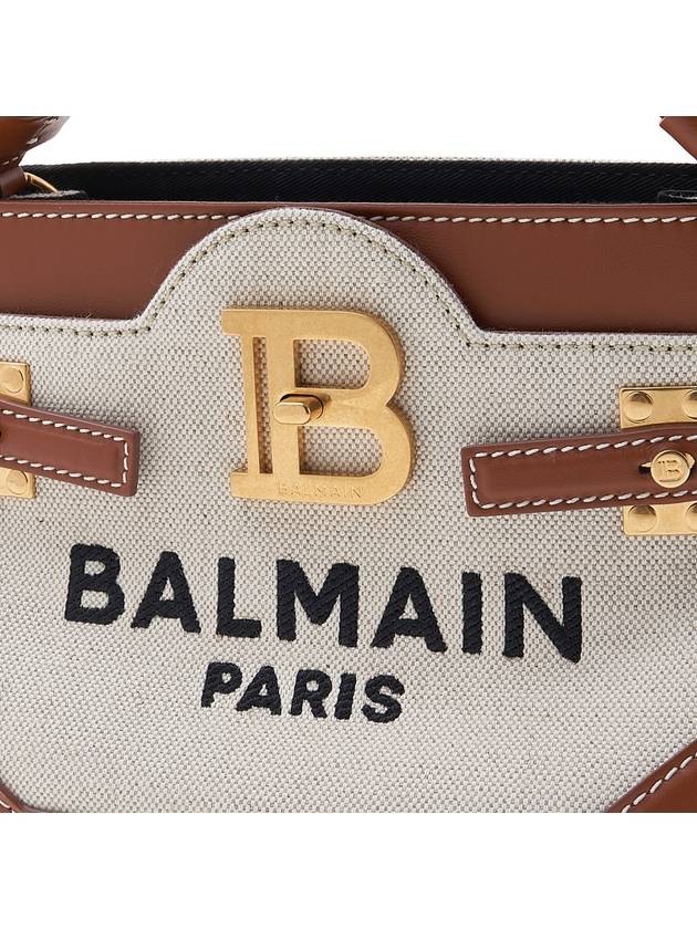 B-Buzz Canvas Leather Top Handle Tote Bag Brown - BALMAIN - BALAAN 7