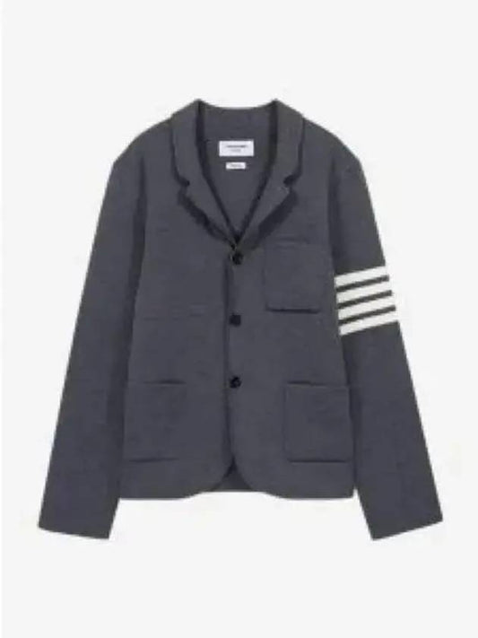 4 Bar Knit Blazer Jacket Mac Grey - THOM BROWNE - BALAAN 2