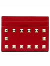 Rockstud Card Wallet Red - VALENTINO - BALAAN 3