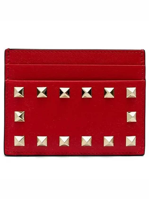 Rockstud Card Wallet Red - VALENTINO - BALAAN 3