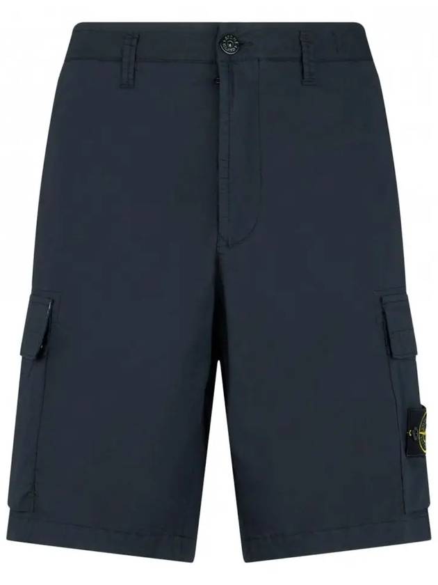 Men's Logo Patch Cargo Shorts Navy - STONE ISLAND - BALAAN 3