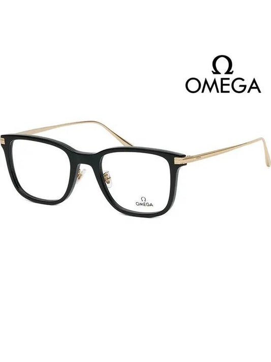 Glasses Frame OM5005H 001 Men Women Square Fashion Horned Frame - OMEGA - BALAAN 1