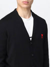 Heart Logo Merino Wool Cardigan Black - AMI - BALAAN 6