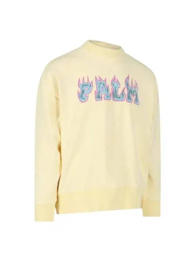 Logo Flames Vint Crew Sweatshirt Yellow - PALM ANGELS - BALAAN 2