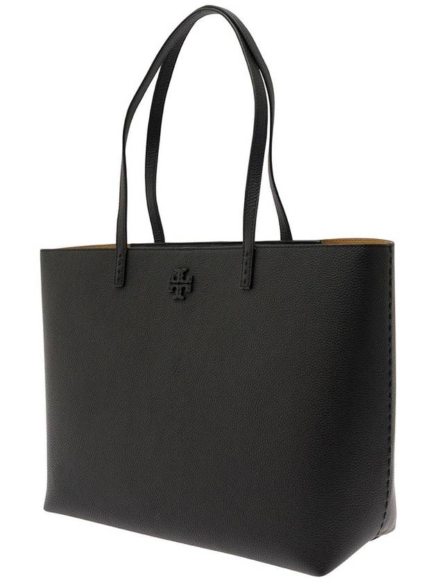 McGraw Logo Leather Tote Bag Black - TORY BURCH - BALAAN 3