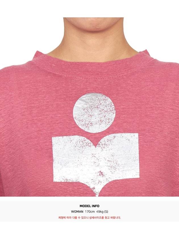 Klowia Logo Print Linen Sweatshirt Pink - ISABEL MARANT ETOILE - BALAAN 6