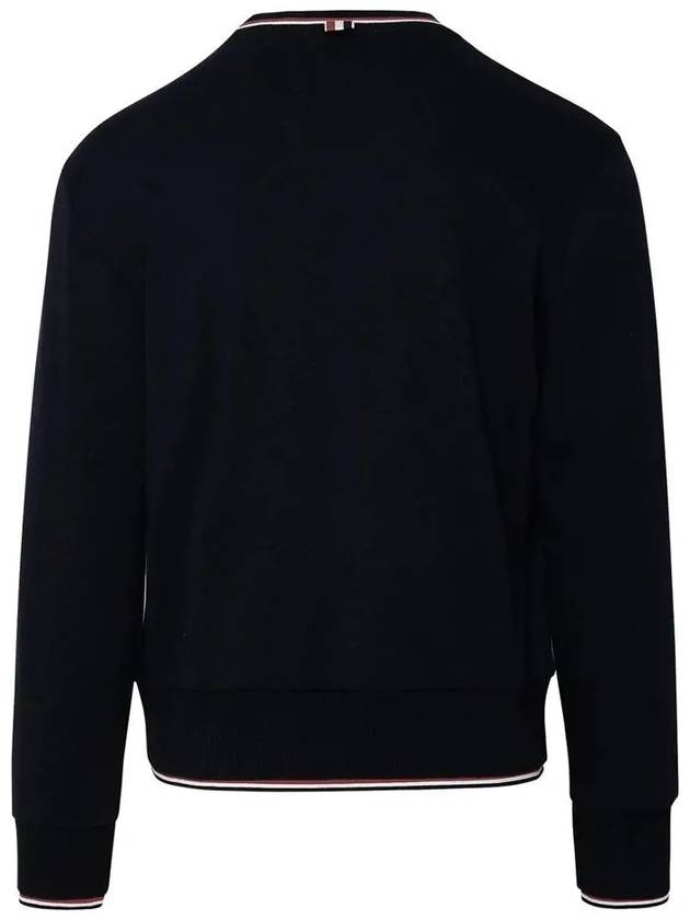 Logo Tab RWB Stripe Trimming Knit Top Navy - THOM BROWNE - BALAAN 4