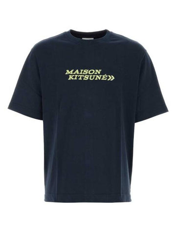 Cotton Short Sleeve T-Shirt Blue - MAISON KITSUNE - BALAAN 1