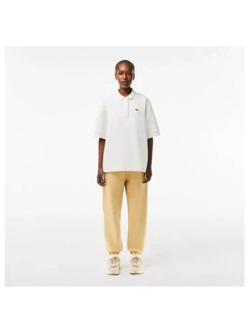 Women s double face pique jogger pants light beige - LACOSTE - BALAAN 1