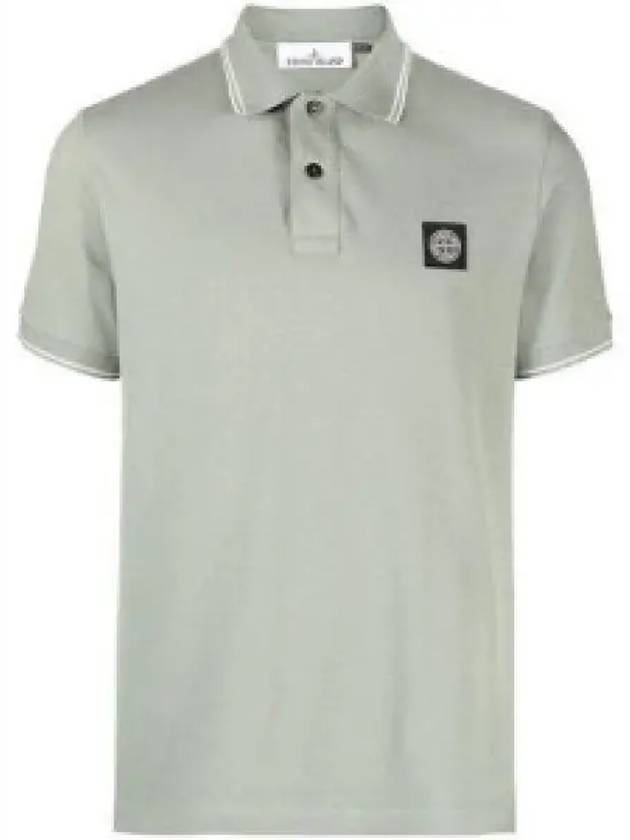 Logo Patch Short Sleeve Polo Shirt Sage Green - STONE ISLAND - BALAAN 2