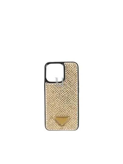 Triangle Logo Rhinestone Iphone 13 Pro Phone Case Gold - PRADA - BALAAN 2