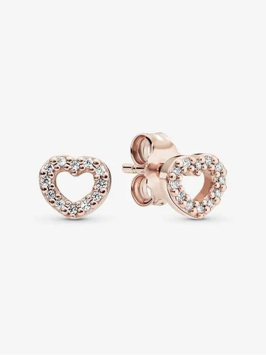 Open Heart Stud Earrings Rose Gold - PANDORA - BALAAN.