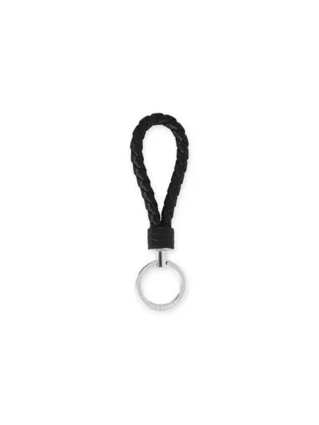 Intrecciato Leather Key Ring Black - BOTTEGA VENETA - BALAAN 3