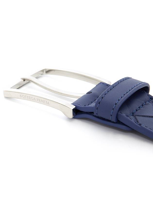 Intrecciato Leather Belt Blue - BOTTEGA VENETA - BALAAN 7