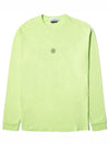 Men's Blur Logo Round Long Sleeve T-Shirt Lime - STONE ISLAND - BALAAN 2