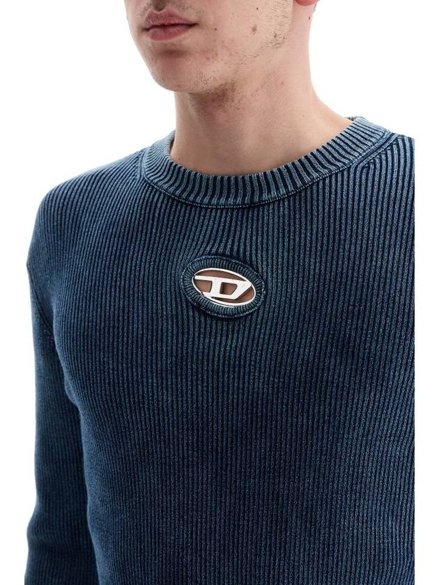 blue peacoat vertical ribbed cotton sweater - DIESEL - BALAAN 4