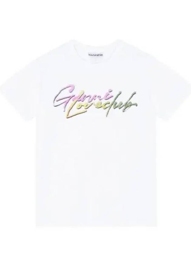 Love Print Cotton Short Sleeve T-Shirt White - GANNI - BALAAN 2