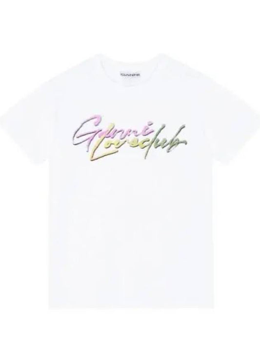 Love Print Cotton Short Sleeve T-Shirt White - GANNI - BALAAN 2