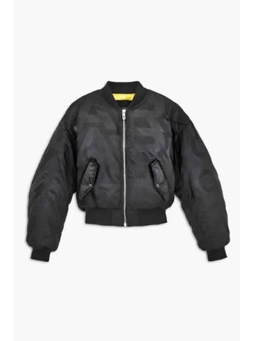 Nylon Satin Jacquard Cropped Bomber Black MJJAW23001BKX - MARC JACOBS - BALAAN 1